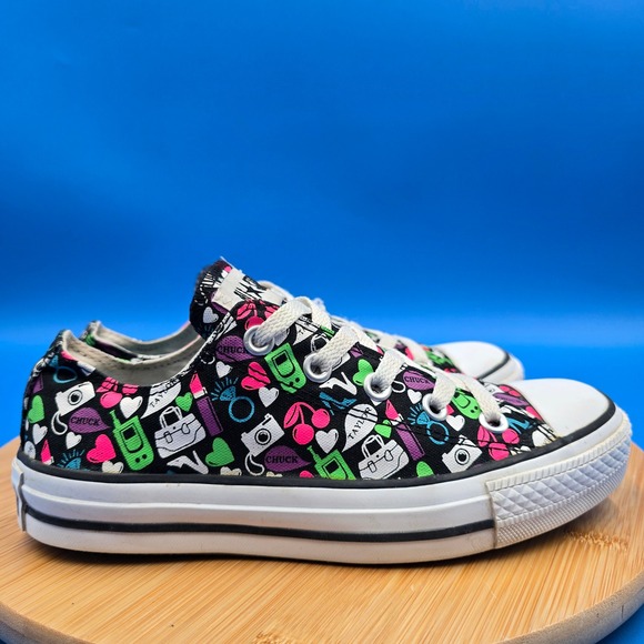 Converse Shoes - Converse Chuck Taylor All Star Low Top Doodle Print Neon Sneakers Womens Size 6‎